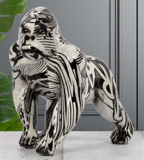 Monochrome Graffiti Art Free Standing Gorilla Ornament | Numonday