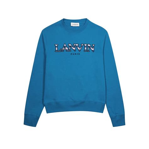 Lanvin Lanvin Curb Blue Logo Appliquéd Cotton Sweatshirt Editorialist