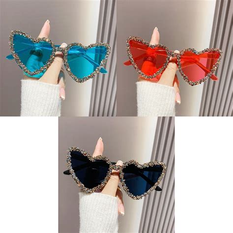 European And American Trend Heart Shaped Rimless Rhinestone Sunglasses