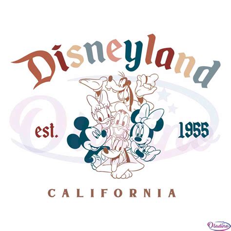 Retro Mickey Friends Disneyland Est 1955 Svg Digital File