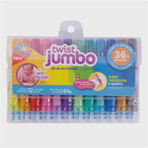 Giz De Cera Retratil Twist Jumbo 12 Cores 659343 Summit No Shoptime