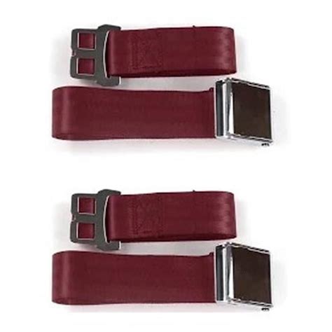 Airplane 2 Point Burgundy Retractable Bucket Seat Belt Kit With