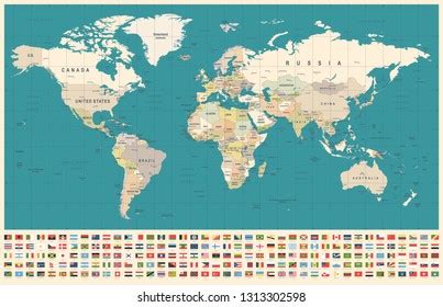 World Map Flags Borders Countries Cities Stock Vector (Royalty Free) 1313302598 | Shutterstock