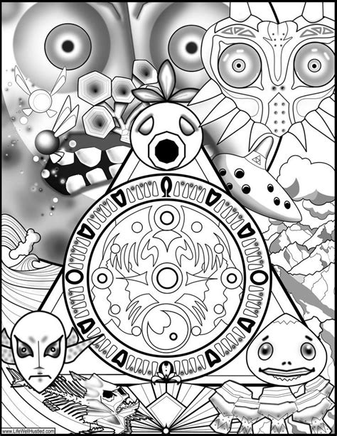 Legend Of Zelda Majoras Mask Coloring Book Page Life Well Hustled