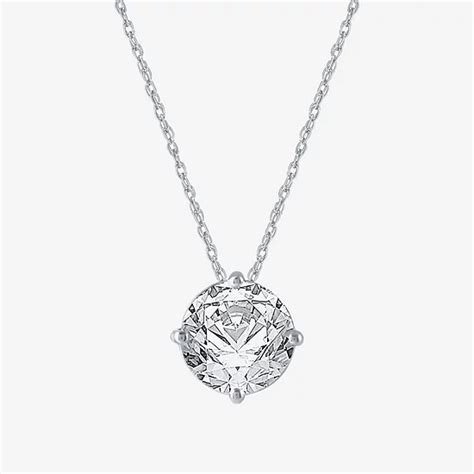 Ever Star H I Si2 I1 Womens 1 Ct T W Lab Grown White Diamond 10k White Gold Round Pendant