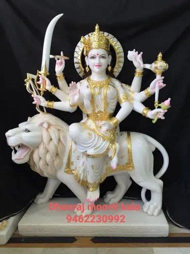 White Painted Durga Mata Moorti Marble For Worship Size Inch At