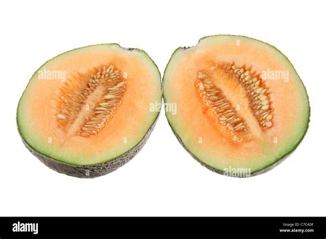 Rock Melon Cut In Half Stock Photo Alamy