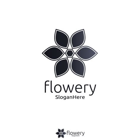 Elegant Flower Logo Icon Vector Design With Gradient Black Color Logo