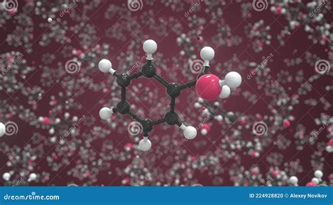 Benzyl Alcohol Molecule Conceptual Molecular Model Chemical Looping 3d Animation Stock Footage