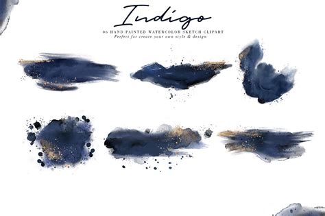 Indigo Watercolor Textures Design Cuts