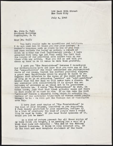 To John C Gall Letter 80 AynRand Org