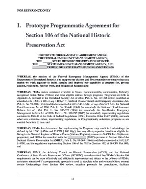 Fillable Online Fema Appendix I Prototype Programmatic Agreement For