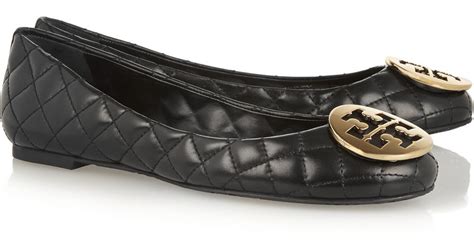 Tory Burch Quinn Quilted Leather Ballet Flats In Black Lyst