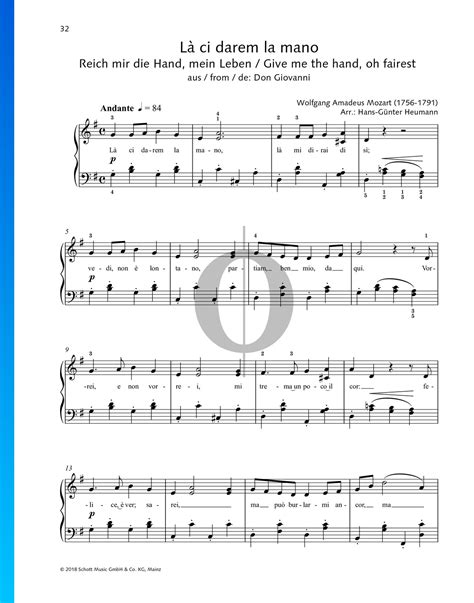 L Ci Darem La Mano Wolfgang Amadeus Mozart Piano Sheet Music Oktav