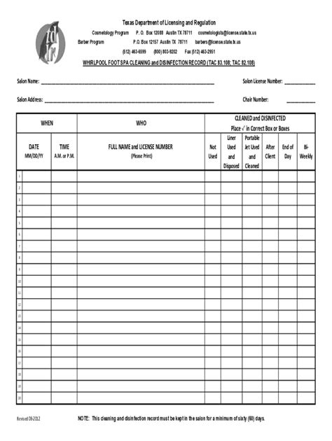 Tdlr Pedicure Log Sheet Fill Out Sign Online DocHub Worksheets