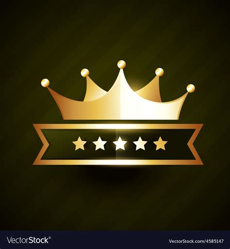 Golden Crown Badge Design With Stars Royalty Free Vector