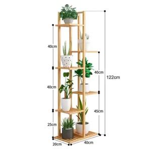 6 Tier Bamboo Shelf Corner Plant Stand Woodenheart