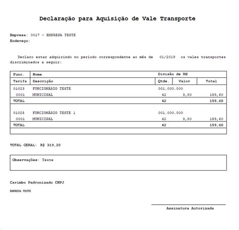 FP2016 Relatório para aquisição de vale transporte