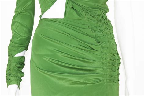 Tom Ford For Gucci 2003 Collection Silk Green Bondage Cut Out Dress Gown For Sale At 1stdibs