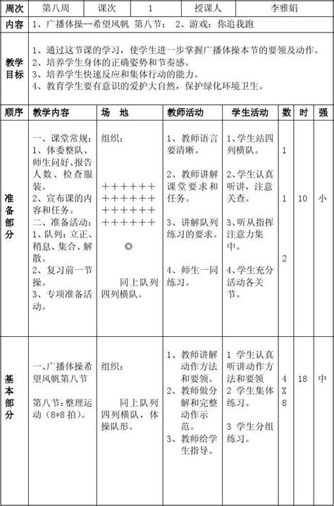 二年级体育教案第八周word文档在线阅读与下载无忧文档