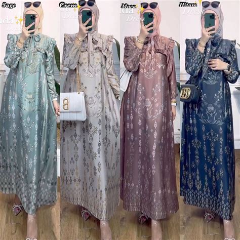 Jual New Denada Dress Dress Armani Silk Motif Gamis Maxmara Lebaran