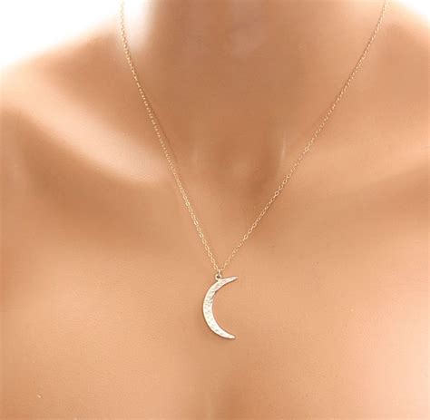 Cresecent Moon Necklace Sterling Silver Moon Charm Crescent Etsy