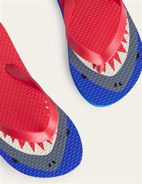 Fun Flip Flops-Red Sharks | Boden UK