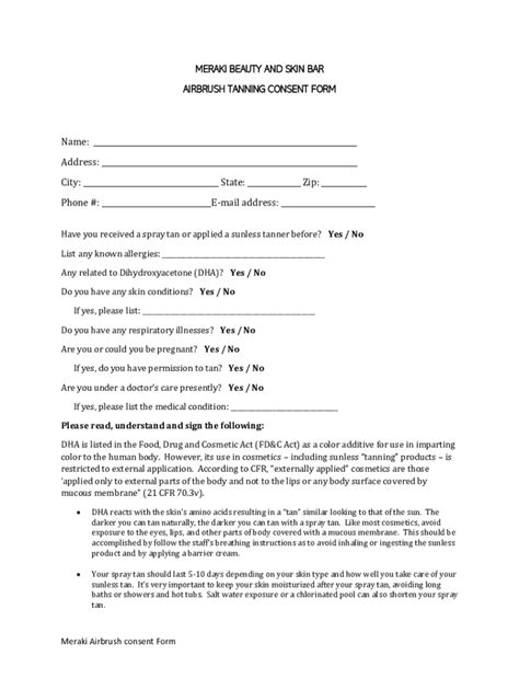 Fillable Online Tanning Waiver Form Fill Online Printable Fillable