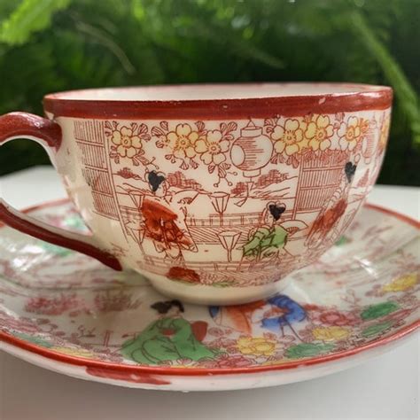 Vintage Lithophane Japanese Geisha Decorated Teacup And Saucer Etsy