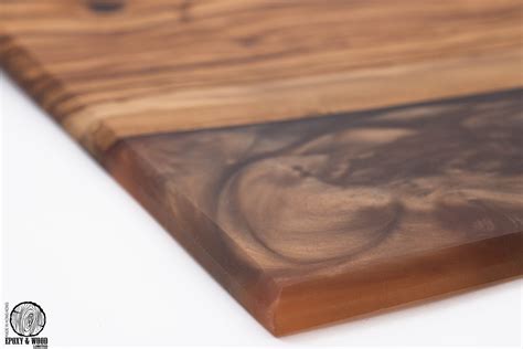 Handmade Olive Wood Live Edge Cutting Board With Metallic Epoxy And Cu Epoxy And Wood Limited