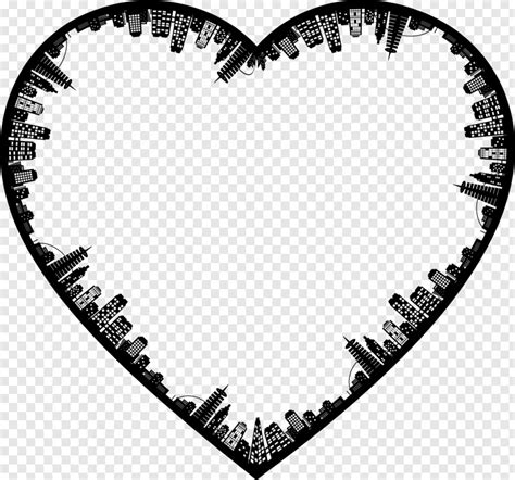 City Skyline Wedding Heart Design Black Heart City Outline Heart