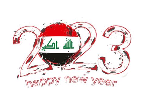 2023 Year in grunge style with flag of Iraq. 12897821 Vector Art at Vecteezy