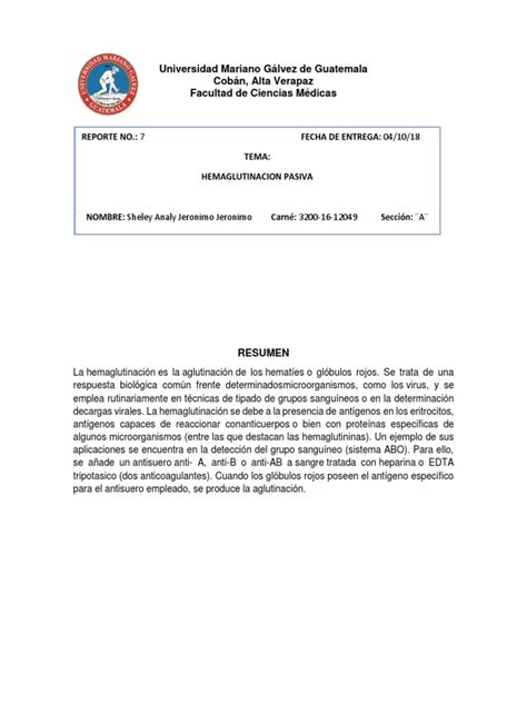 8 Reporte Pdf Tipo De Sangre Inmunología