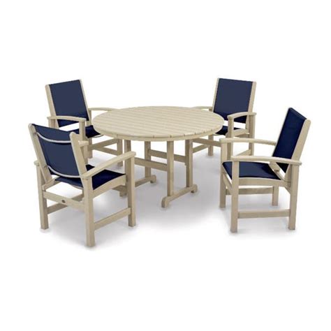 Polywood Coastal 5 Piece Round Farmhouse Dining Set 5piece Bed Bath And Beyond 10084932