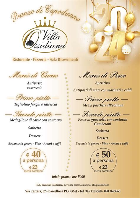 Pranzo Di Capodanno Villa Ossidiana