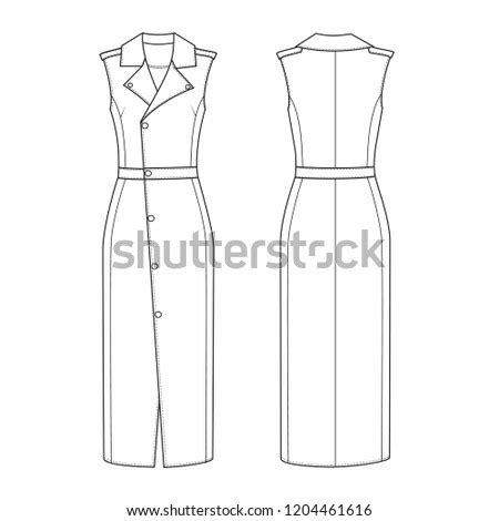 Fashion Technical Drawing Dress Stock Vector (Royalty Free) 1204461616 ...