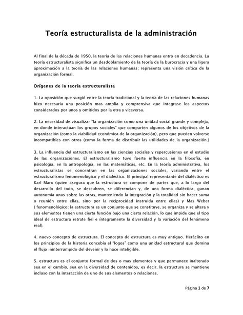 Teoría estructuralista de la administración Teoría estructuralista de