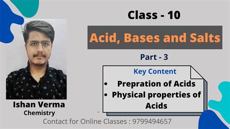 Acid Base And Salts Class 10 Chemistry Ncert Part 3 Prepration Of