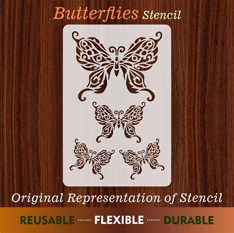 Butterflies Reusable Stencil for Canvas and wall painting.ID#93 ...