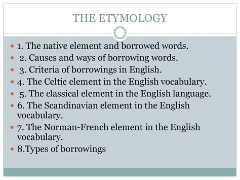 The Native Element And Borrowed Words Online Presentation