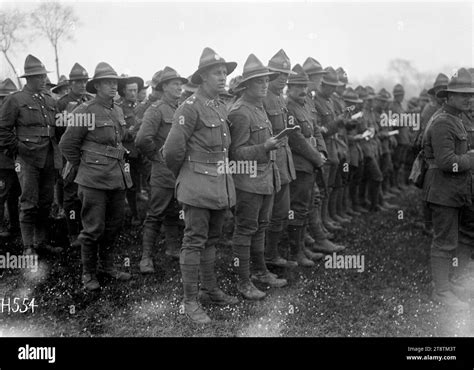 New Zealand Soldiers Singing At A Church Parade Louvencourt New