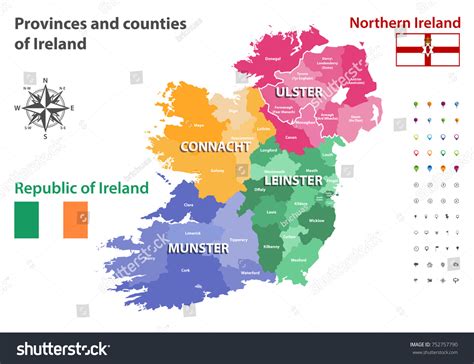 Provinces Counties Ireland Vector Map Stock Vector (Royalty Free ...