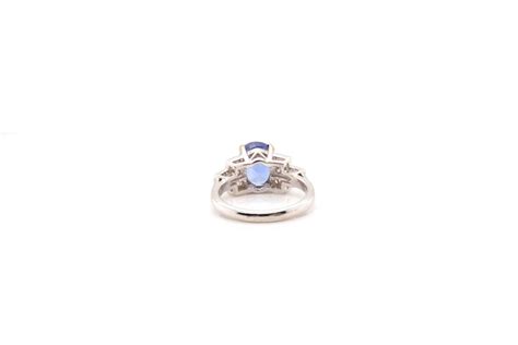 Proantic Bague Saphir De Ceylan Et Diamants En Or Blanc K