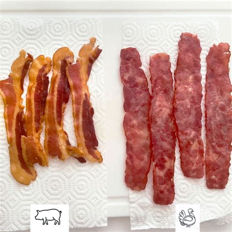 Pork Bacon Vs Turkey Bacon Side By Side In 2022 Bacon Bacon In The Oven Pork Bacon