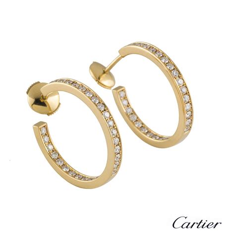 Cartier Diamond Yellow Gold Hoop Earrings Ct Rich Diamonds