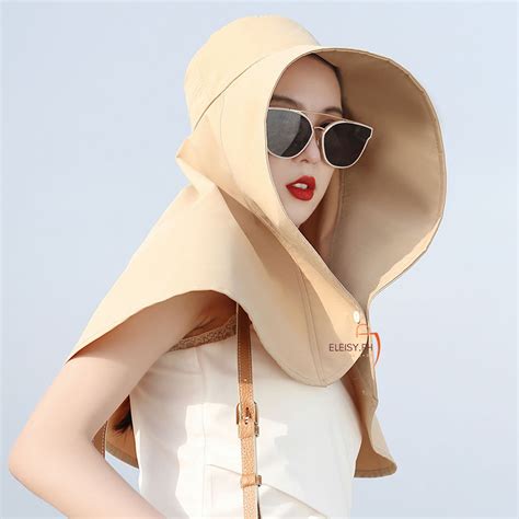 Women Summer Outdoor Anti-Uv Bucket Hat Foldable Sunscreen Hat Anti UV Protection Outdoor Neck ...