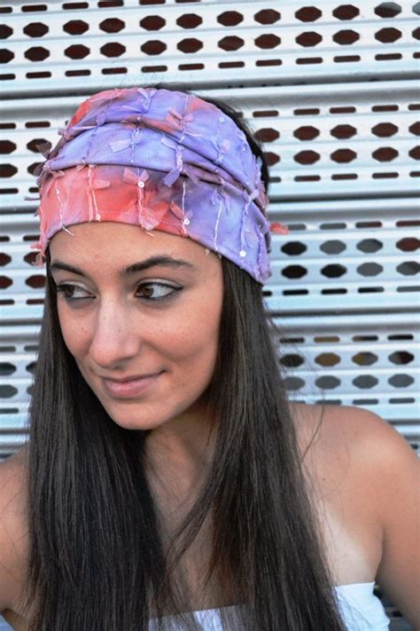 Purple Boho Headbands Colorful Wide Turban Headband Bow Etsy Boho