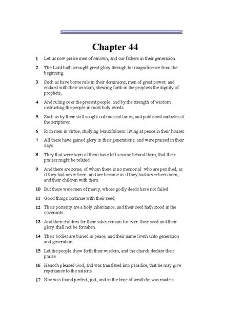 The Book of Sirach: Chapters 44-50 Summary and Analysis - Studocu