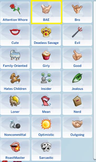 Sims Traits Icons