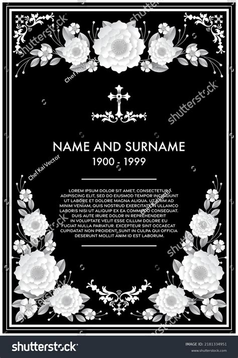 Memorial Funeral Card Templates Flowers Paper Stock Vector (Royalty ...